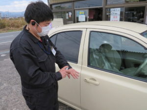 カーメンテ千葉ではお客様の車に乗る前に除菌を徹底しております